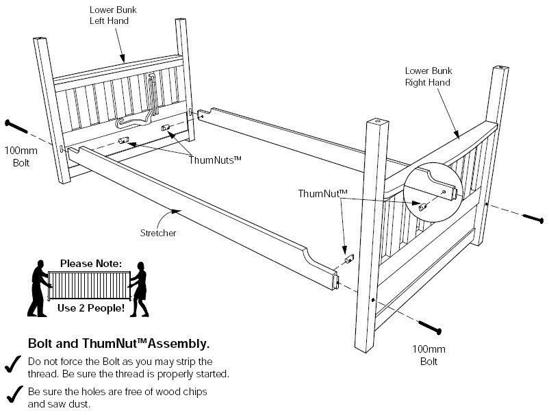 Illustratie met montagehandleiding voor een bed.