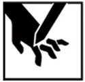In Handbüchern verwendete Piktogramme, Ikonen und Symbole: symbolisches Piktogramm, das vor Schnittgefahr warnt