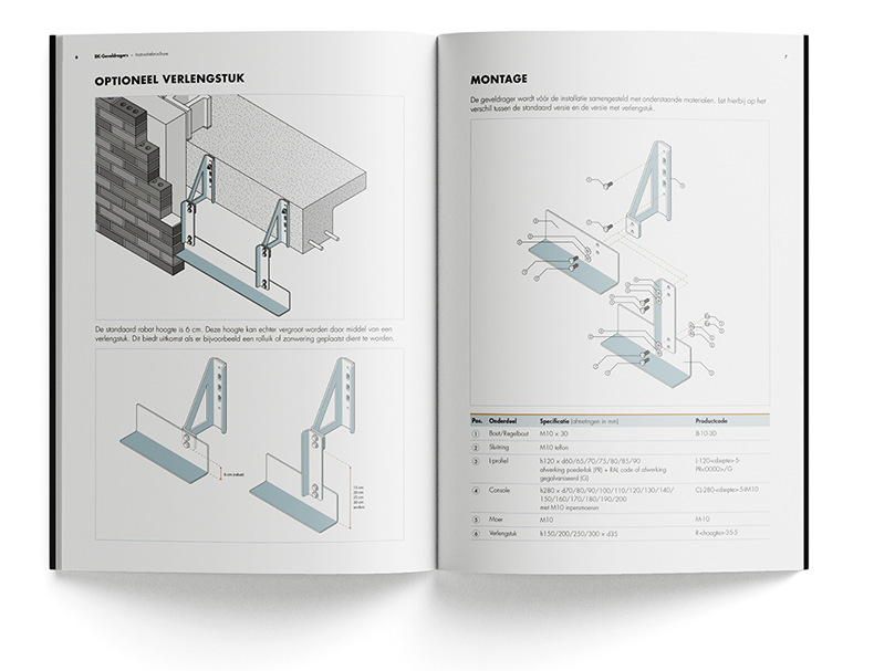 Opened assembly instructions for building materials